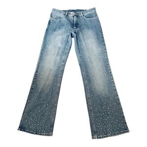 CHRISTINE ALEXANDER Swarovski Stud Embellished Mid Rise Flare Jeans Women’s 10